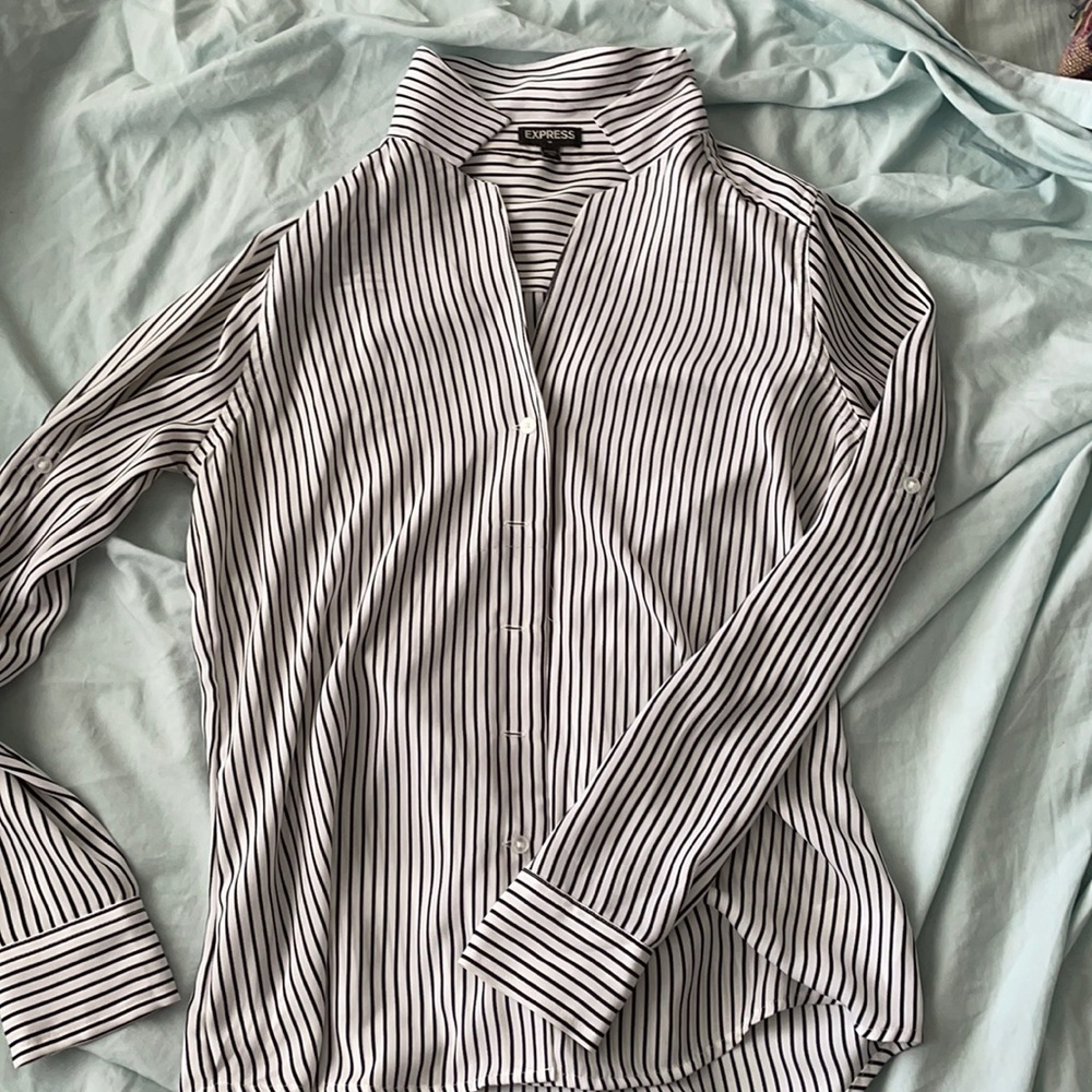 Black & white stripe button up from Express
